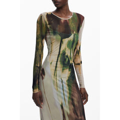 Green Polyester Casual Dress