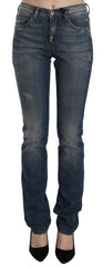 Blue Washed Boot Cut Casual Denim Pants Jeans