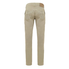 Beige Cotton Casual Pants