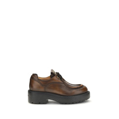 Brown Calf Leather Bos Taurus Platform Loafers