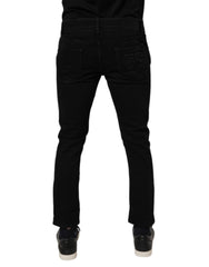 Black Cotton Stretch Skinny Men Denim Jeans