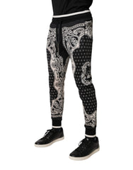 Black Cotton Bandana Jogger Sweatpants Pants