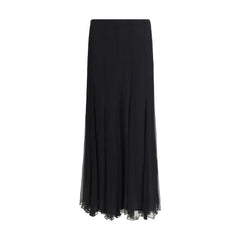 Black Silk Long Skirt