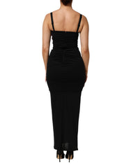Black Flower Appliques Bodycon Sheath Dress