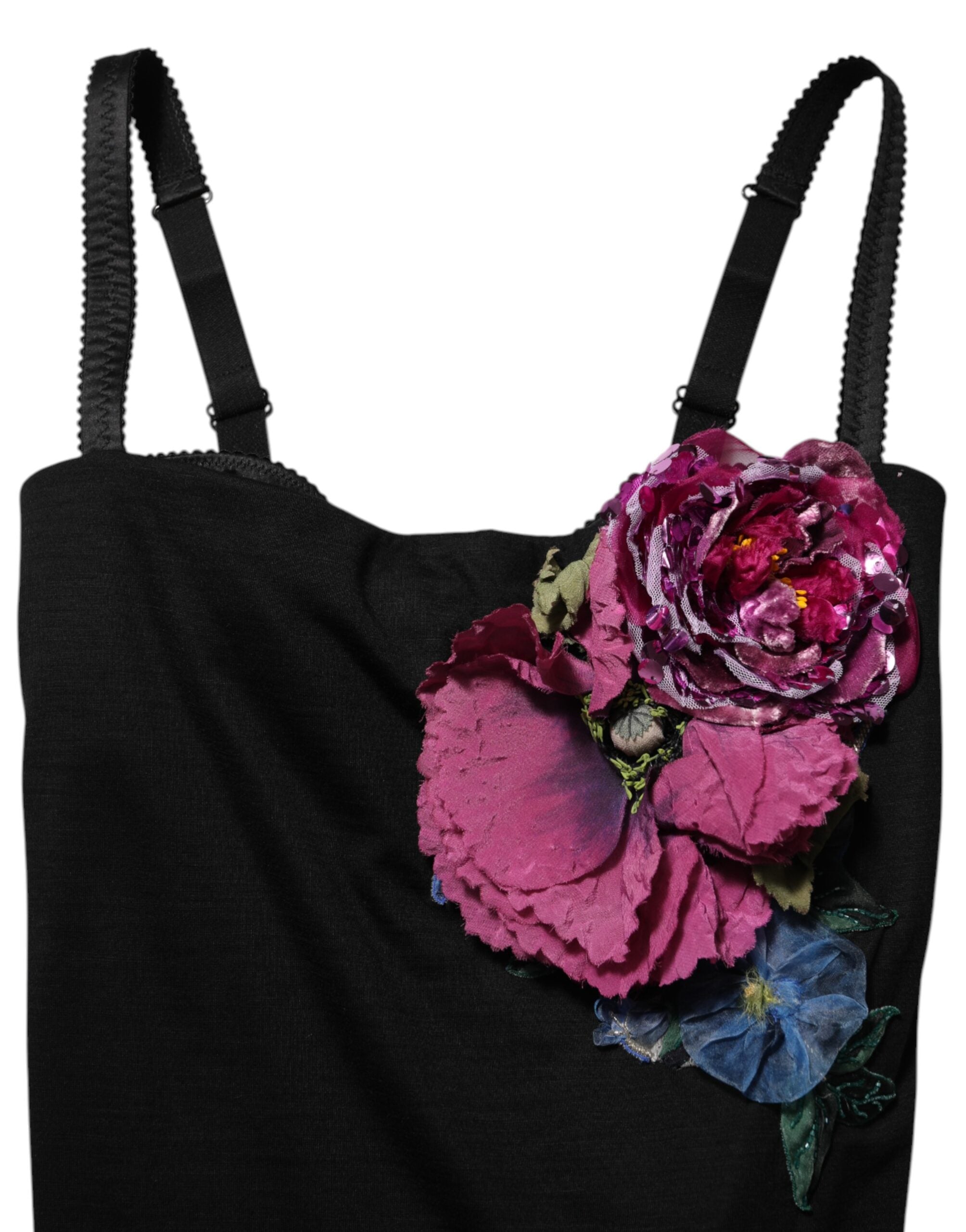 Black Flower Appliques Bodycon Sheath Dress