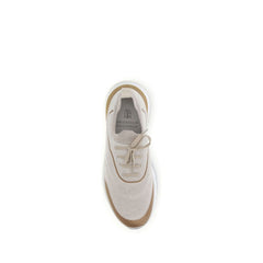 Beige Cotton Athletic Sneakers