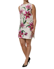 White Cotton Floral Sleeveless Mini Dress