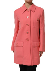 Pink Buttoned Down Trench Coat Jacket