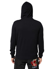 Black Leather Full Zip Hooded Blouson Jacket