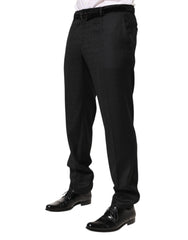 Black Wool Mid Waist Dress Men Trouser Pants