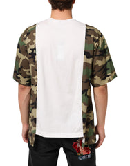 White Logo Camouflage Crew Neck Men T-Shirt