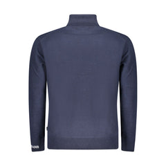 Blue Cotton Men Sweater Turtleneck