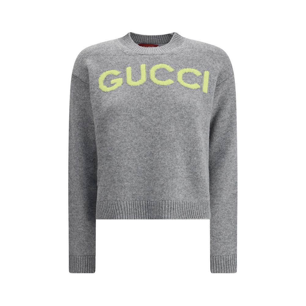Wool sweater with embroidered monogram