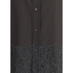 Pinstripe Wool and Lace Shirt