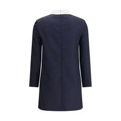 Blue Fleece Wool Casual Dress