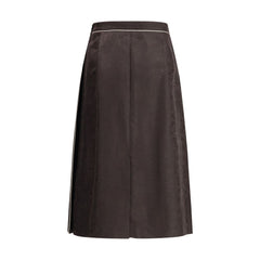 Brown Silk Midi Skirt