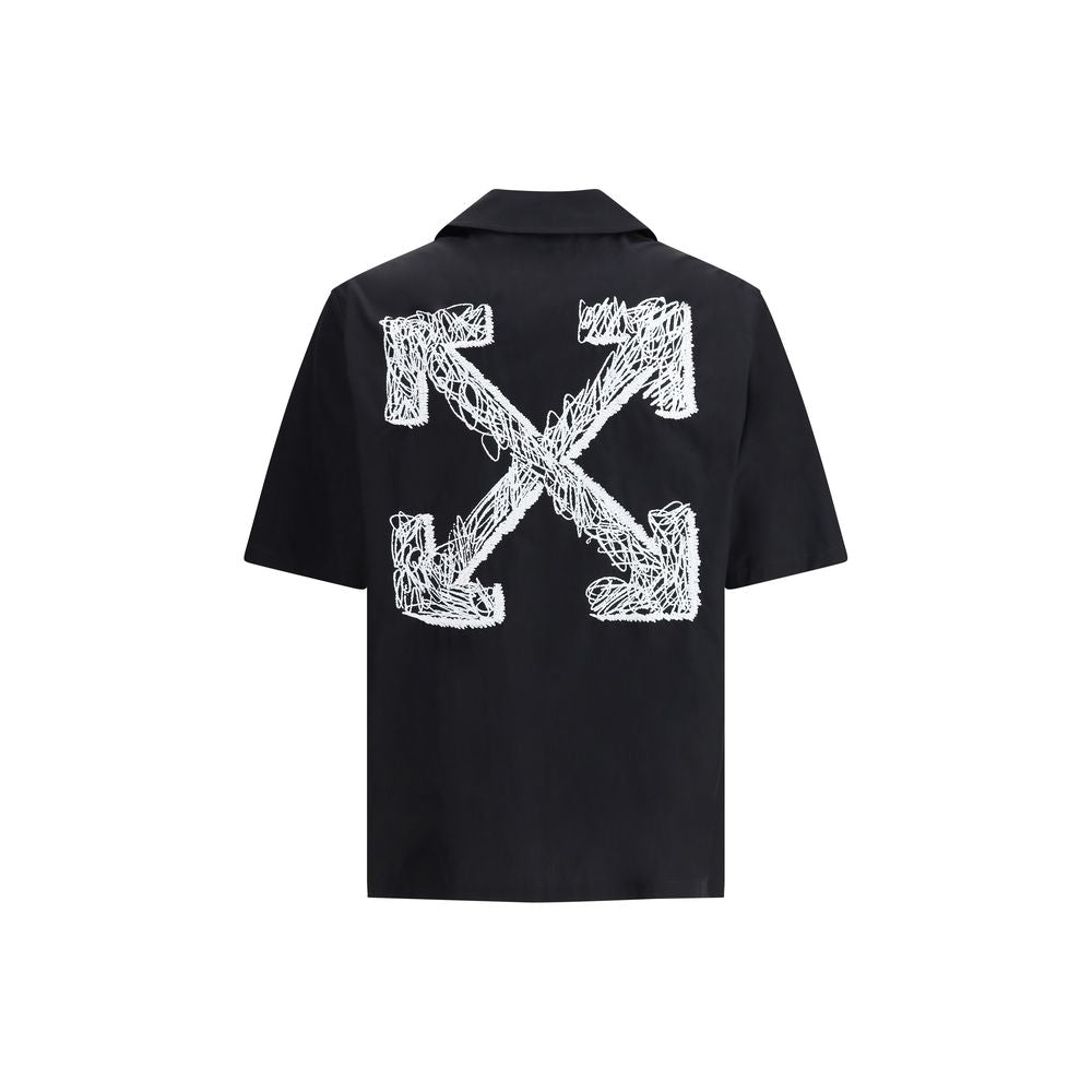 Black Cotton Pattern Shirt