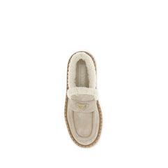 Beige Calf Leather Bos Taurus Platform Loafers