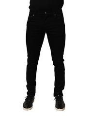 Black Cotton Stretch Slim Fit Men Denim Jeans
