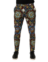 Multicolor Stained Glass Window Style Print Men Pants