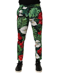 Multicolor Floral Print Cotton Tapered Pants