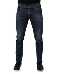 Blue Cotton Stretch Skinny Men Denim Jeans