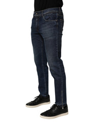 Blue Cotton Stretch Skinny Men Denim Jeans