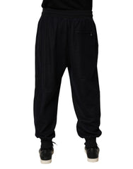 Black Cotton Blend Drawstring Jogger Jogger Pants