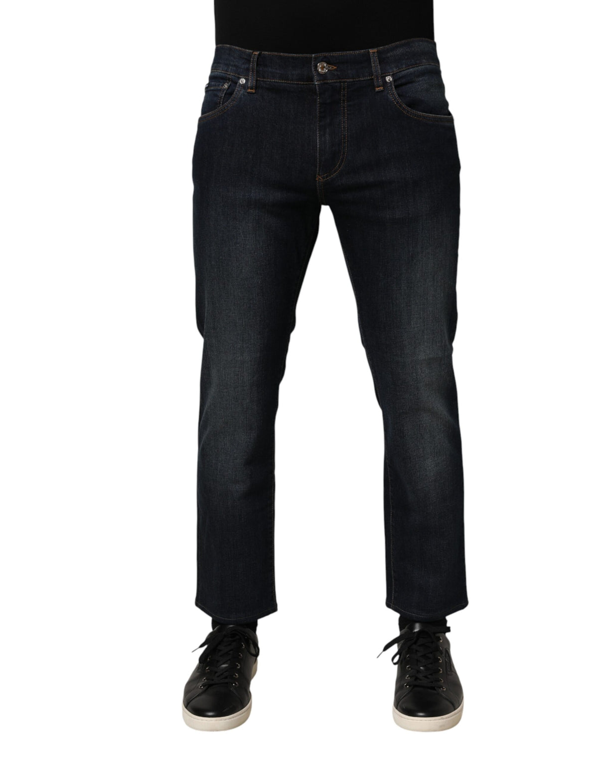 Dark Blue Cotton Skinny Men Denim Jeans