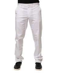 White Cotton Stretch Dress Formal Men Trouser Pants