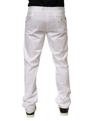 White Cotton Stretch Dress Formal Men Trouser Pants