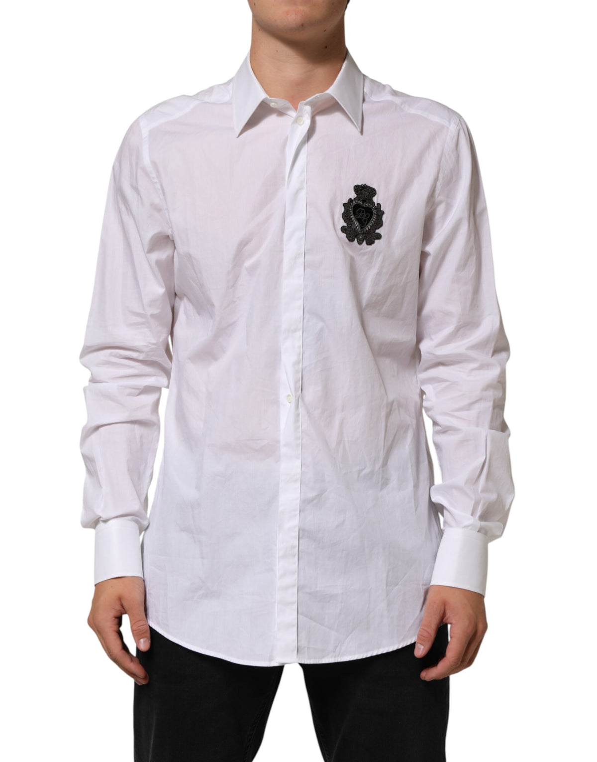 White Cotton MARTINI DG Patch Dress Shirt