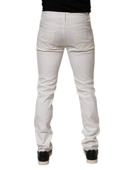 White Mid Waist Skinny Fit Denim Casual Trouser Jeans