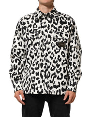 Black White Leopard Denim Blouson Sweater