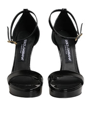 Black Leather Platform Keira Sandals Shoes