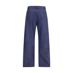 Blue Polyester Casual Pants