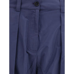 Blue Polyester Casual Pants