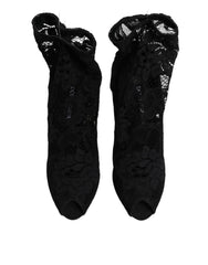 Black Stretch Taormina Lace Boots Shoes