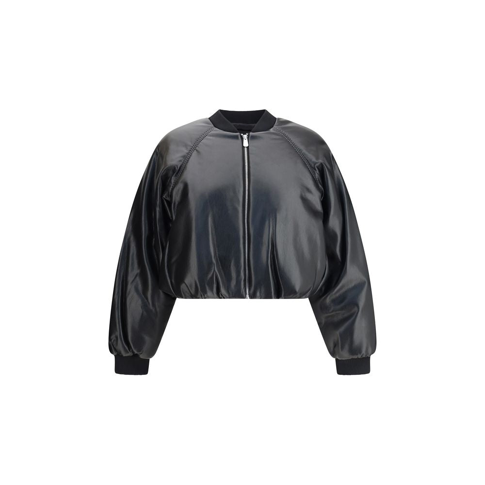 Cropped bomber with a leather effect