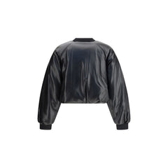 Cropped bomber with a leather effect
