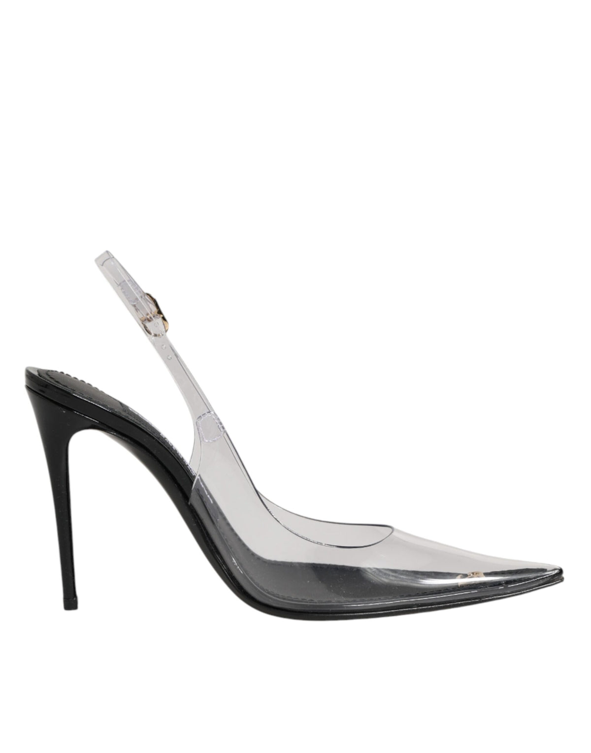 حذاء جلد أسود شفاف من الجلد الشفاف PVC Slingback Slingback