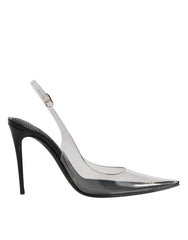 حذاء جلد أسود شفاف من الجلد الشفاف PVC Slingback Slingback