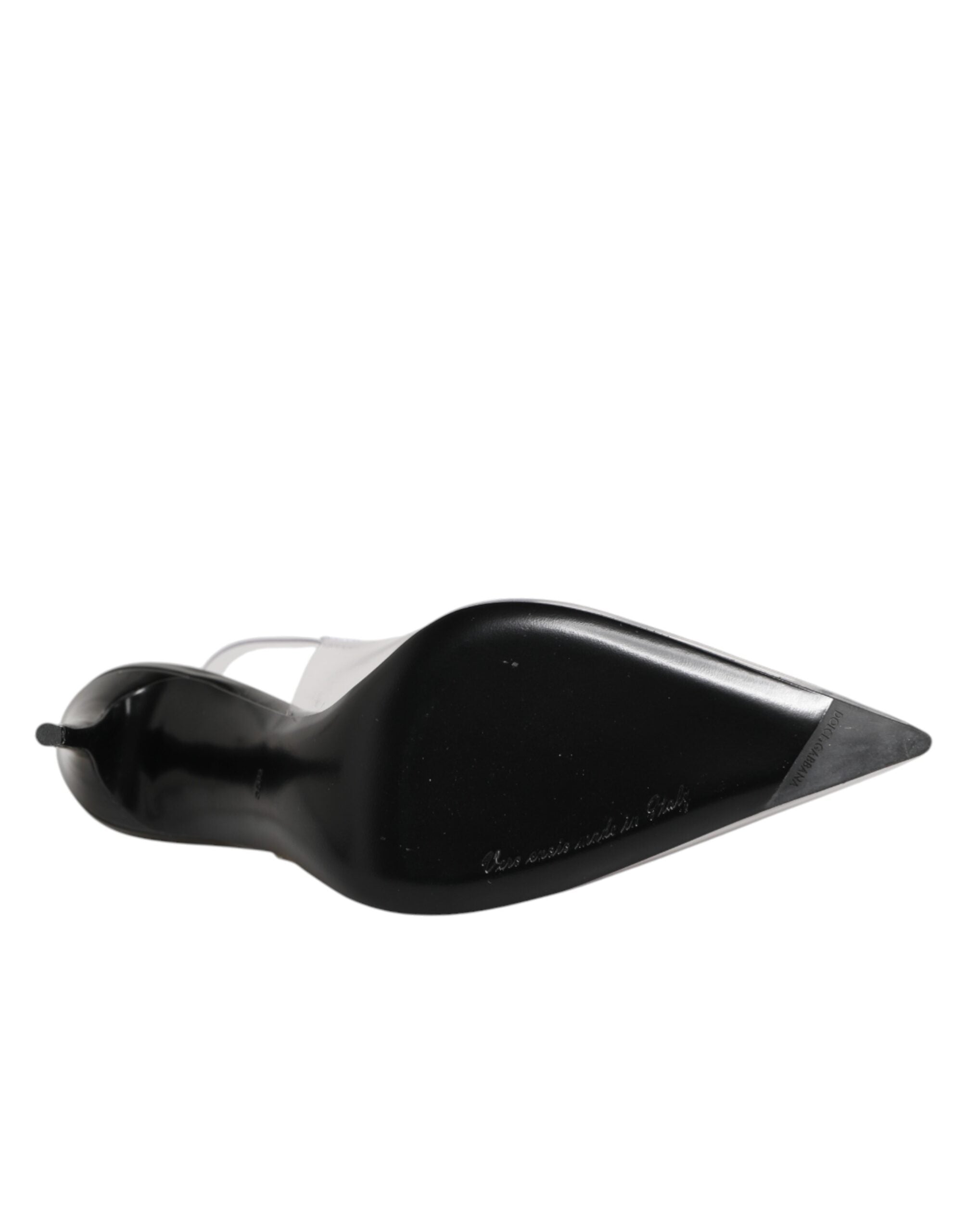 حذاء جلد أسود شفاف من الجلد الشفاف PVC Slingback Slingback