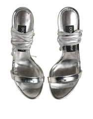 Silver Strappy High Heels Sandals Shoes