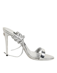 Silver Strappy High Heels Sandals Shoes