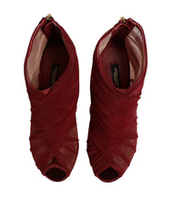 Red Tulle Ankle Boots Stiletto Heels Shoes