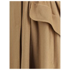 Beige Camel Hair  Midi Skirt