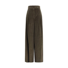 Green Cotton Casual Pants