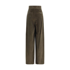 Green Cotton Casual Pants