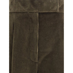Green Cotton Casual Pants